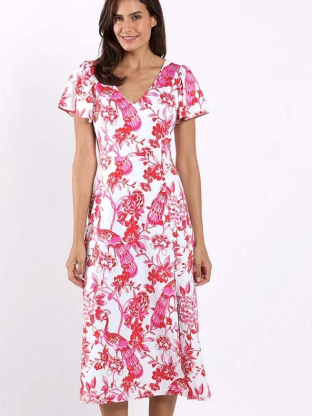 Jude Connally Jodi V-Neck Maxi Dress Guilded Peacock Garden Floral Large